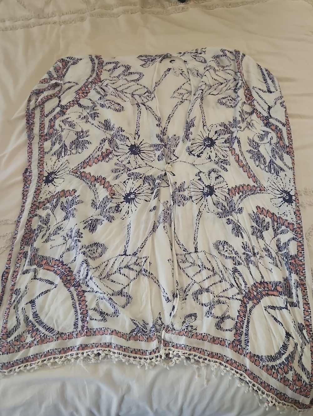 White Floral Beach Coverup